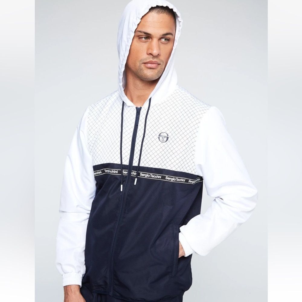 Sergio Tacchini White and Black Windbreaker‎ Jacket. Sz M